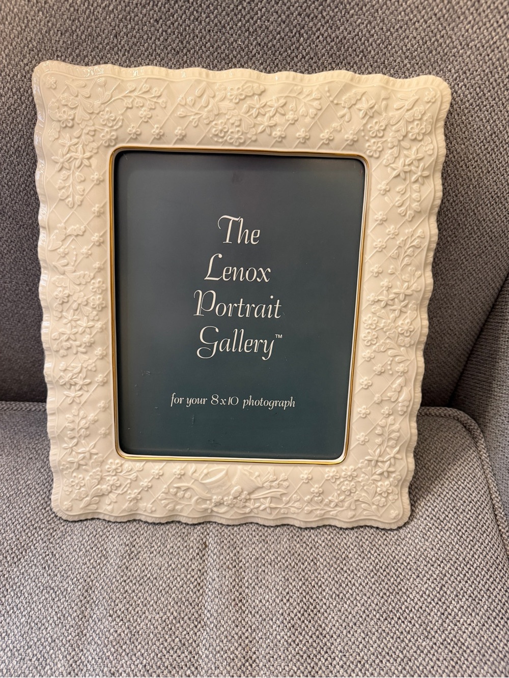 Lenox Cream Floral Embossed Picture Frame with Gold Trim